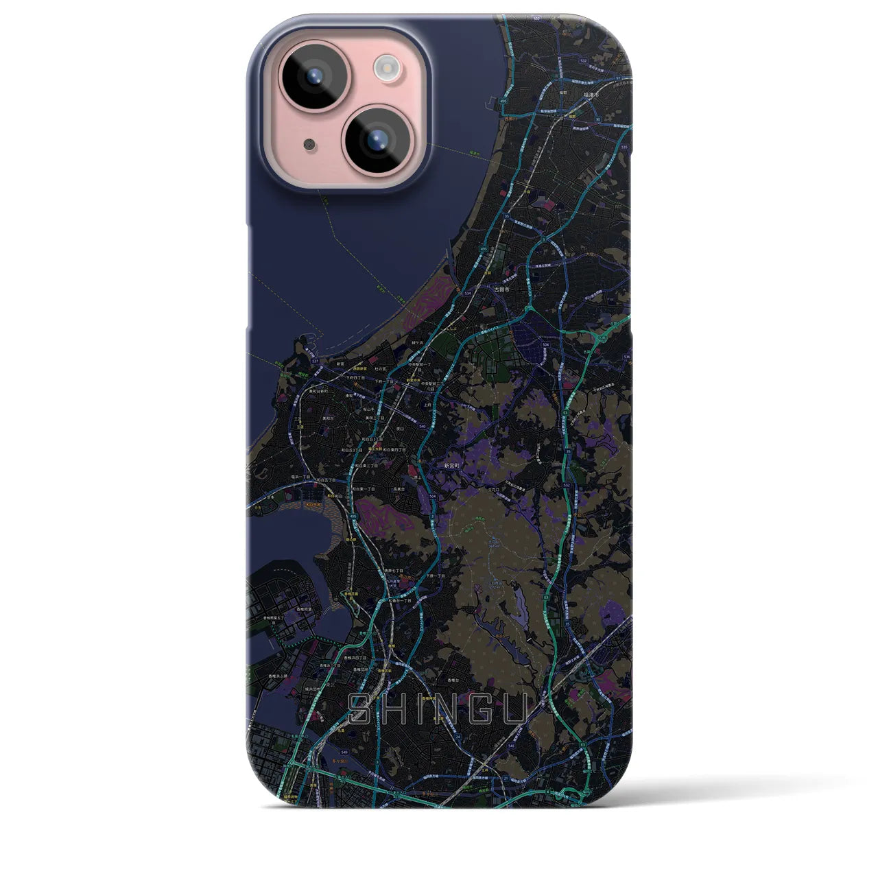 【新宮(福岡県)】地図柄iPhoneケース(バックカバータイプ)