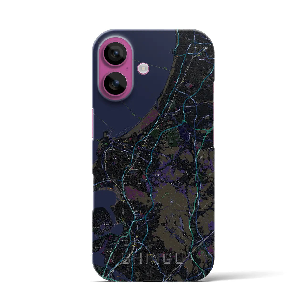 【新宮(福岡県)】地図柄iPhoneケース(バックカバータイプ)