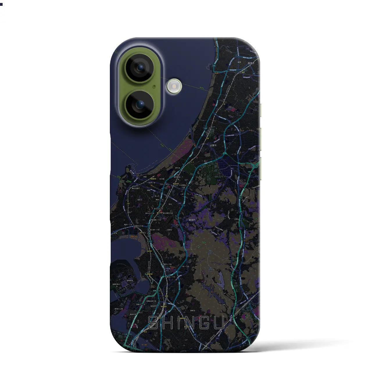 【新宮(福岡県)】地図柄iPhoneケース(バックカバータイプ)