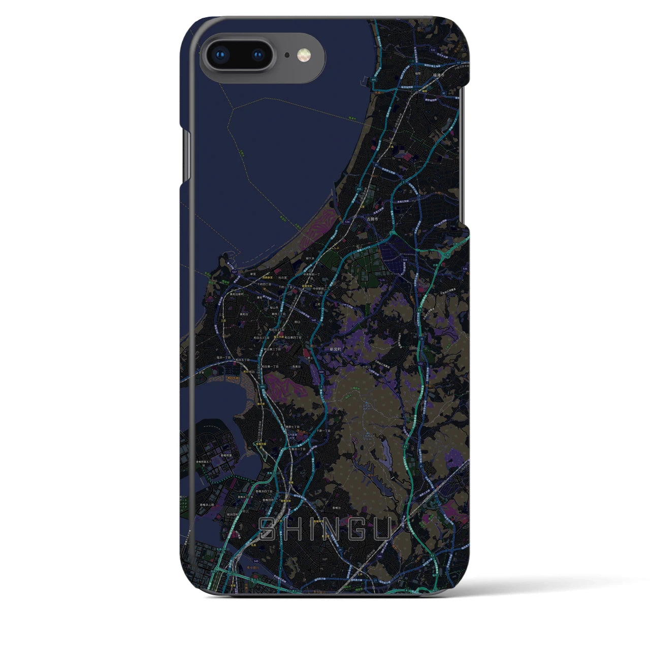 【新宮(福岡県)】地図柄iPhoneケース(バックカバータイプ)