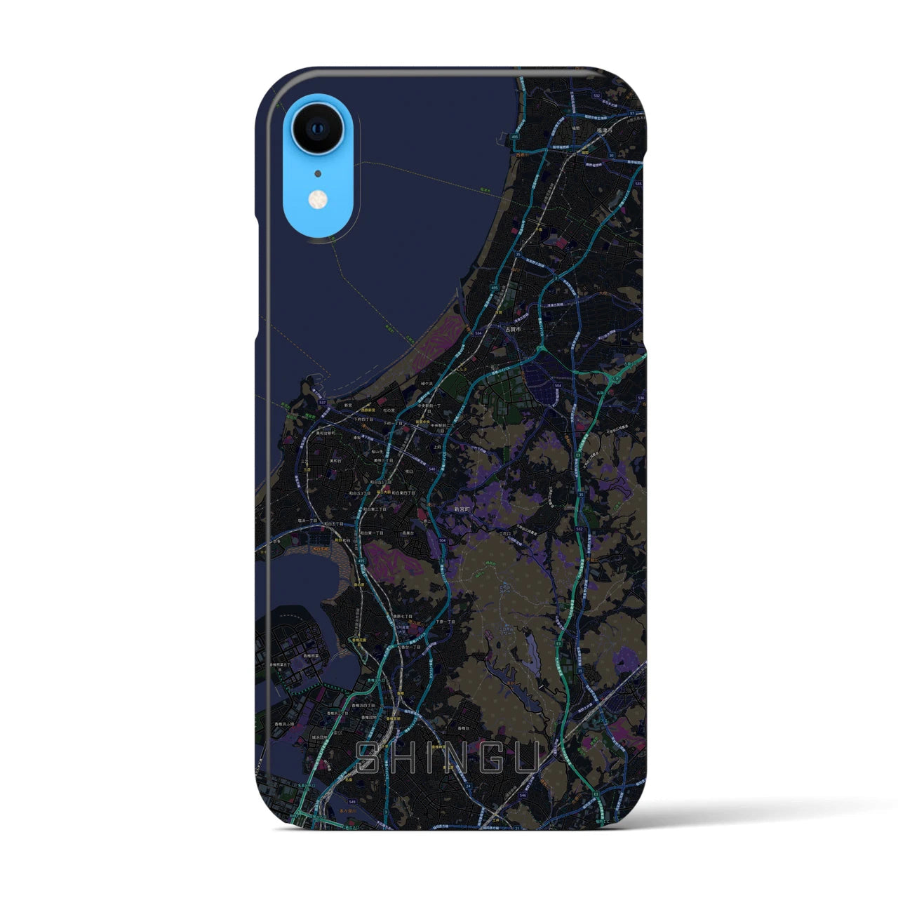 【新宮(福岡県)】地図柄iPhoneケース(バックカバータイプ)