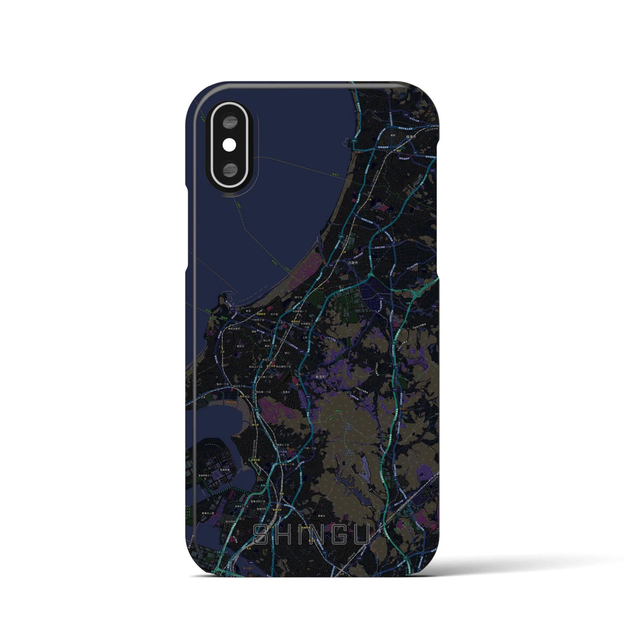 【新宮(福岡県)】地図柄iPhoneケース(バックカバータイプ)
