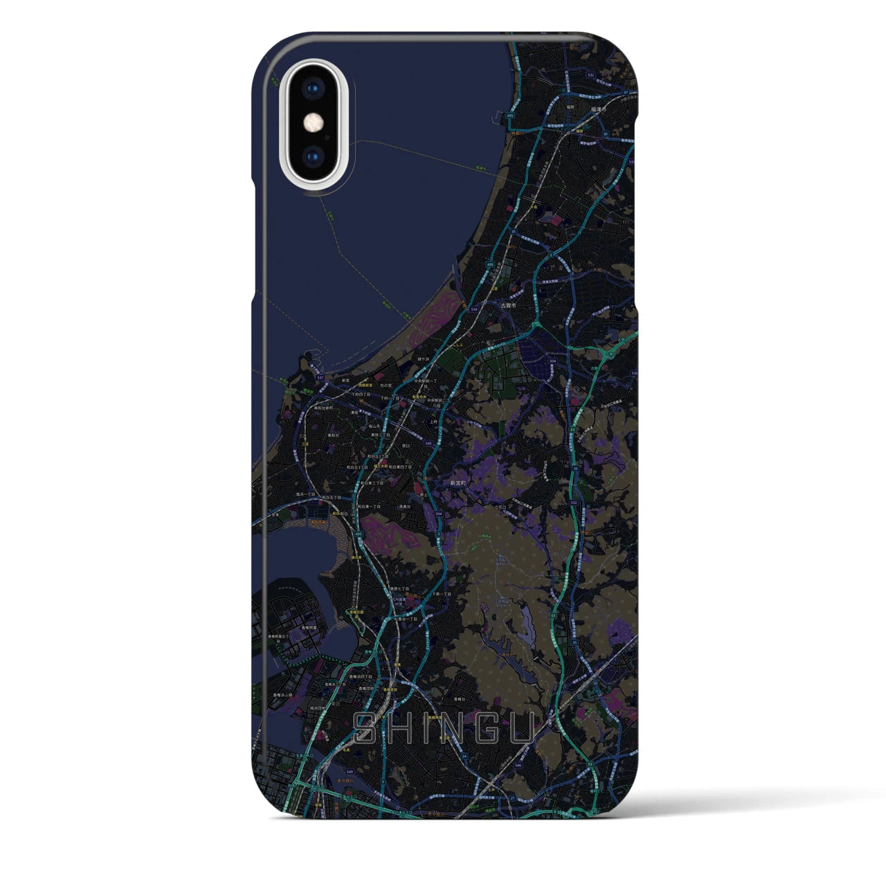 【新宮(福岡県)】地図柄iPhoneケース(バックカバータイプ)