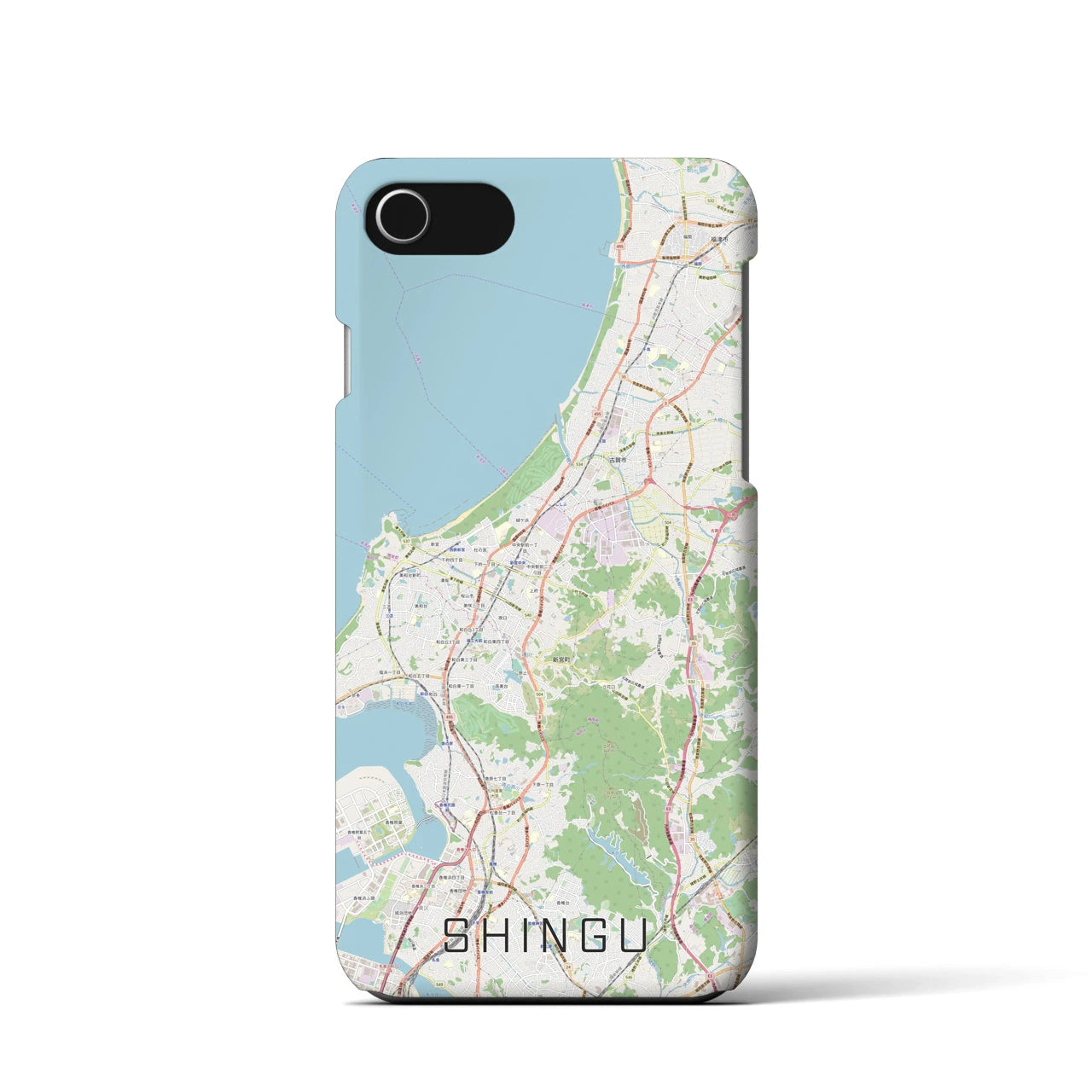 【新宮(福岡県)】地図柄iPhoneケース(バックカバータイプ)