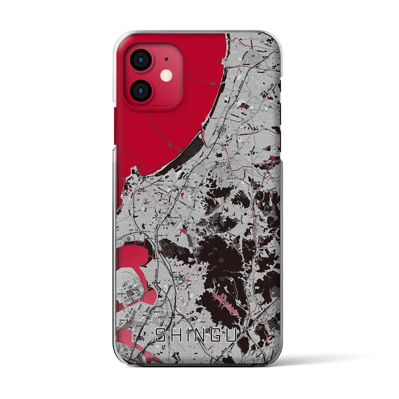 【新宮(福岡県)】地図柄iPhoneケース(クリアタイプ)モノトーン・iPhone 11 用