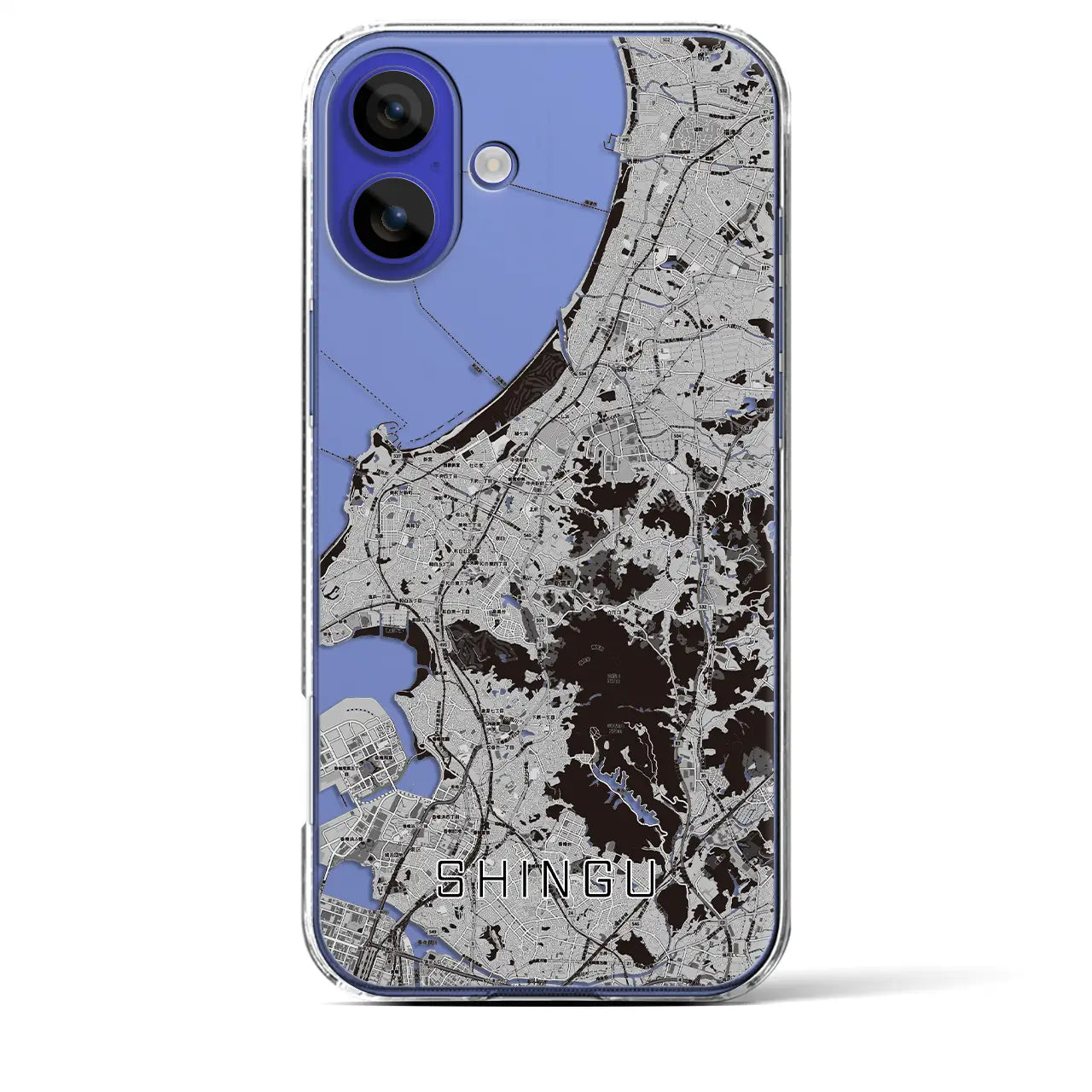 【新宮(福岡県)】地図柄iPhoneケース(クリアタイプ)モノトーン・iPhone 16 Pro Max 用