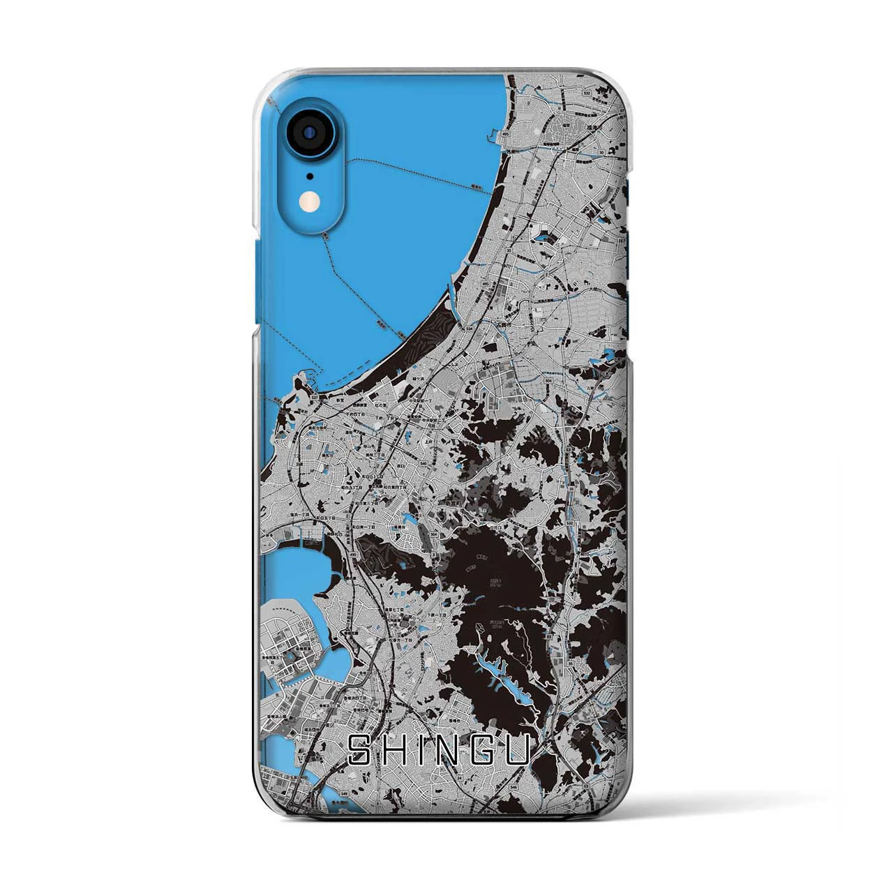 【新宮(福岡県)】地図柄iPhoneケース(クリアタイプ)モノトーン・iPhone XR 用