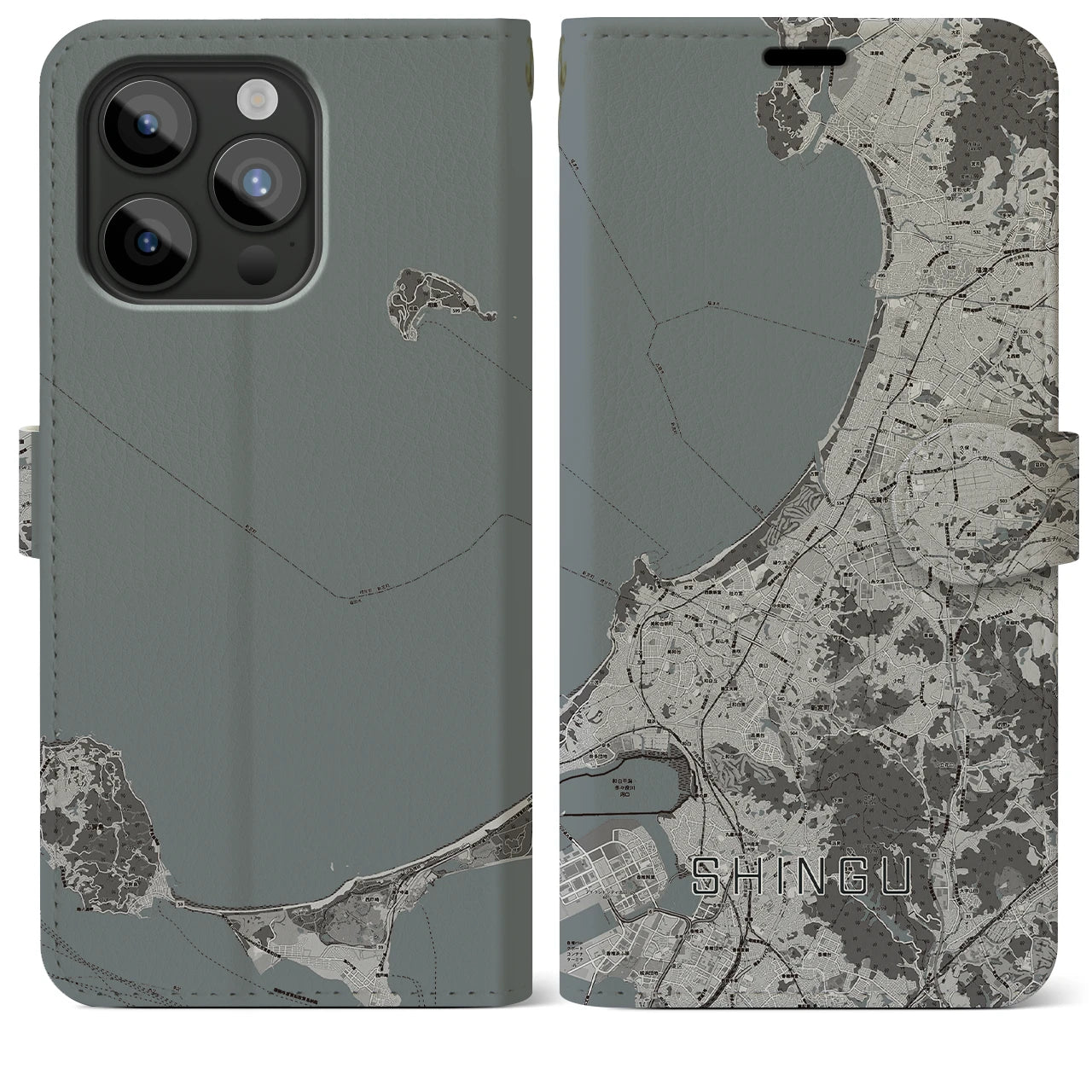 【新宮(福岡県)】地図柄iPhoneケース(手帳タイプ)