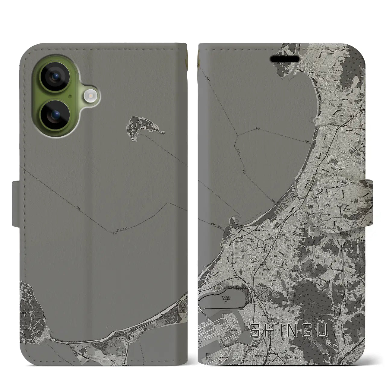 【新宮(福岡県)】地図柄iPhoneケース(手帳タイプ)