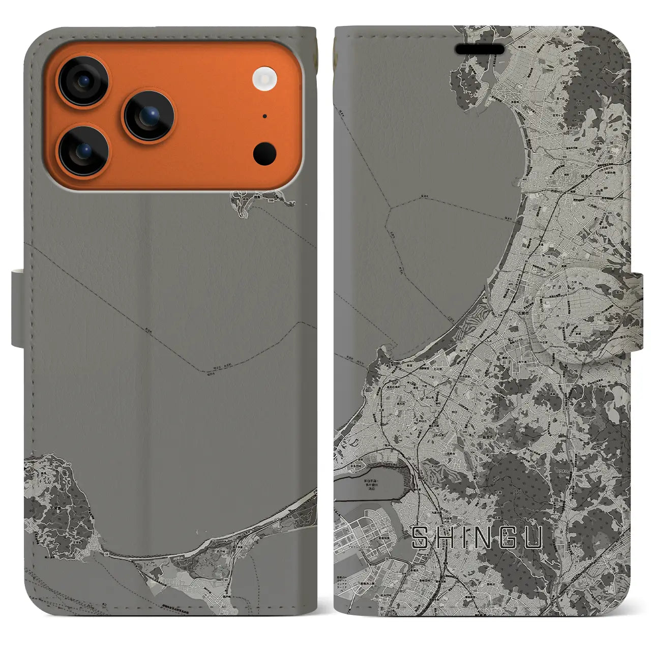 【新宮(福岡県)】地図柄iPhoneケース(手帳タイプ)