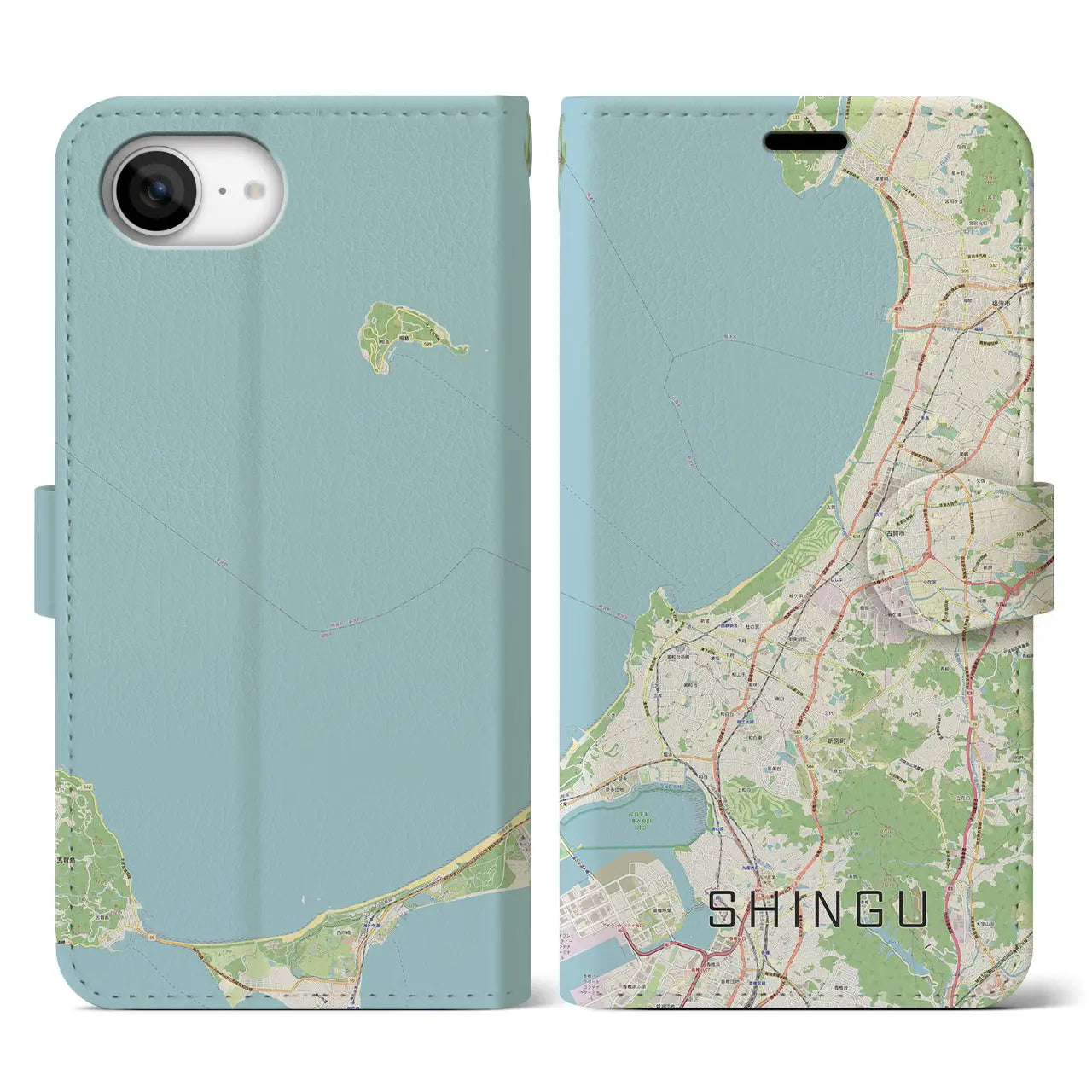 【新宮(福岡県)】地図柄iPhoneケース(手帳タイプ)