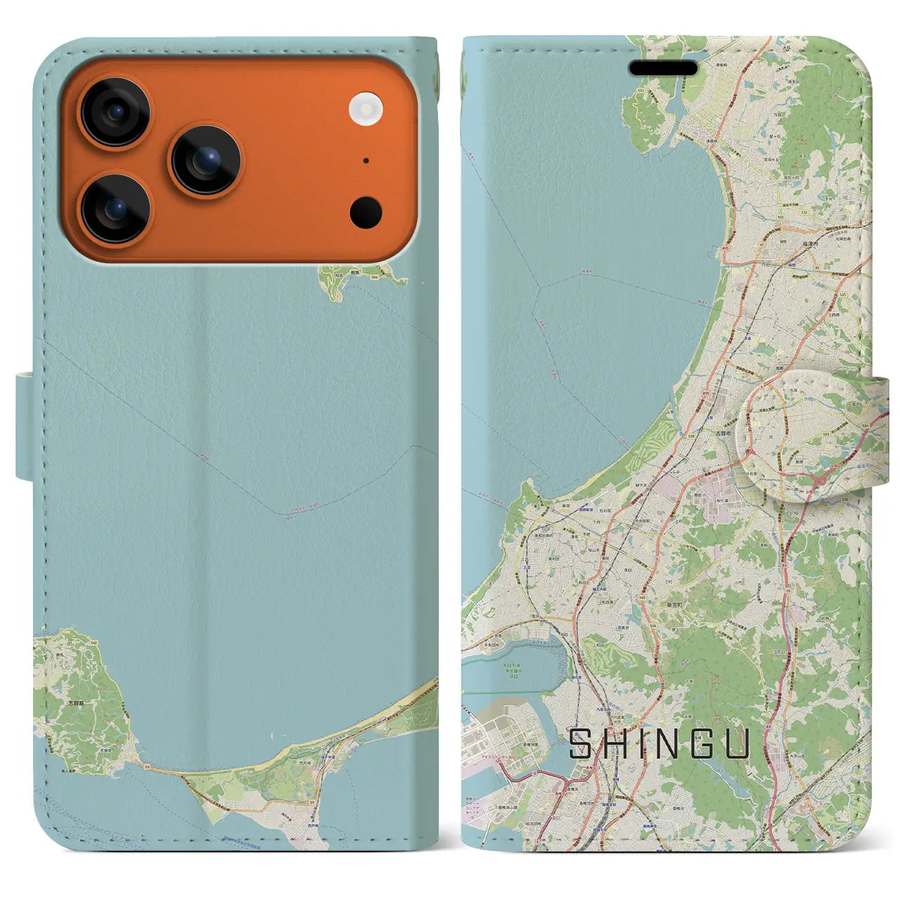 【新宮(福岡県)】地図柄iPhoneケース(手帳タイプ)