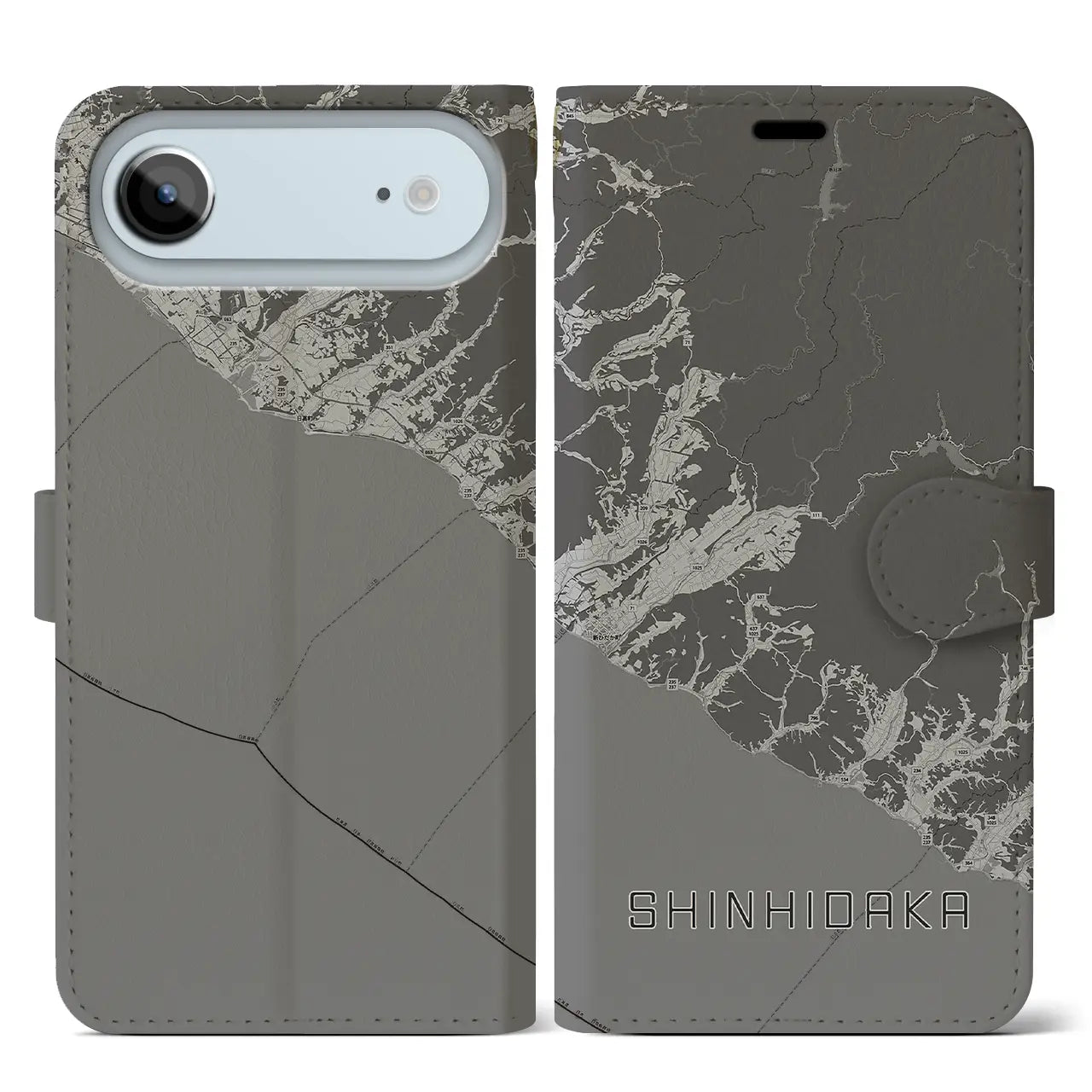 【新ひだか(北海道)】地図柄iPhoneケース(手帳タイプ)