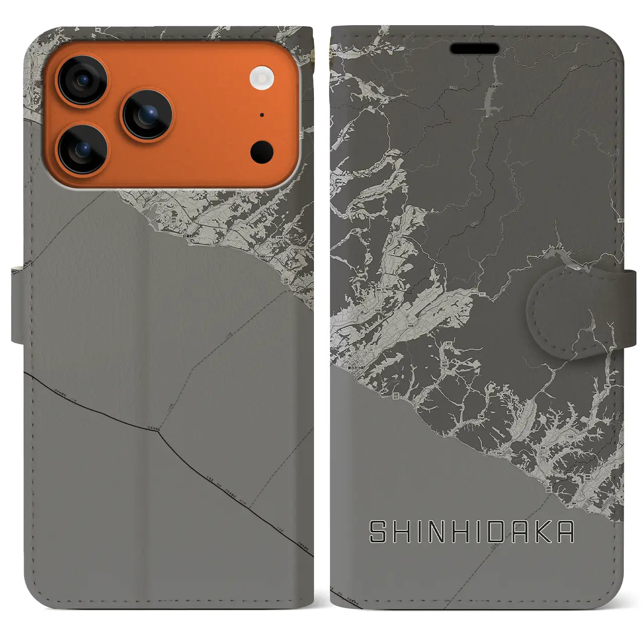 【新ひだか(北海道)】地図柄iPhoneケース(手帳タイプ)