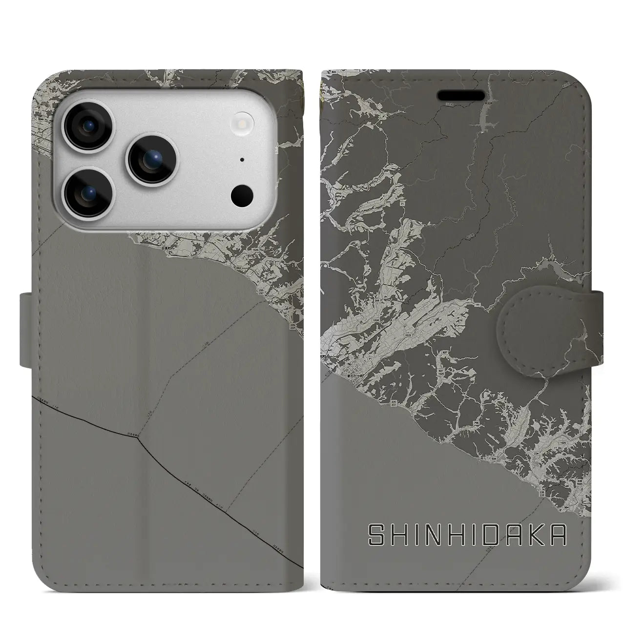 【新ひだか(北海道)】地図柄iPhoneケース(手帳タイプ)