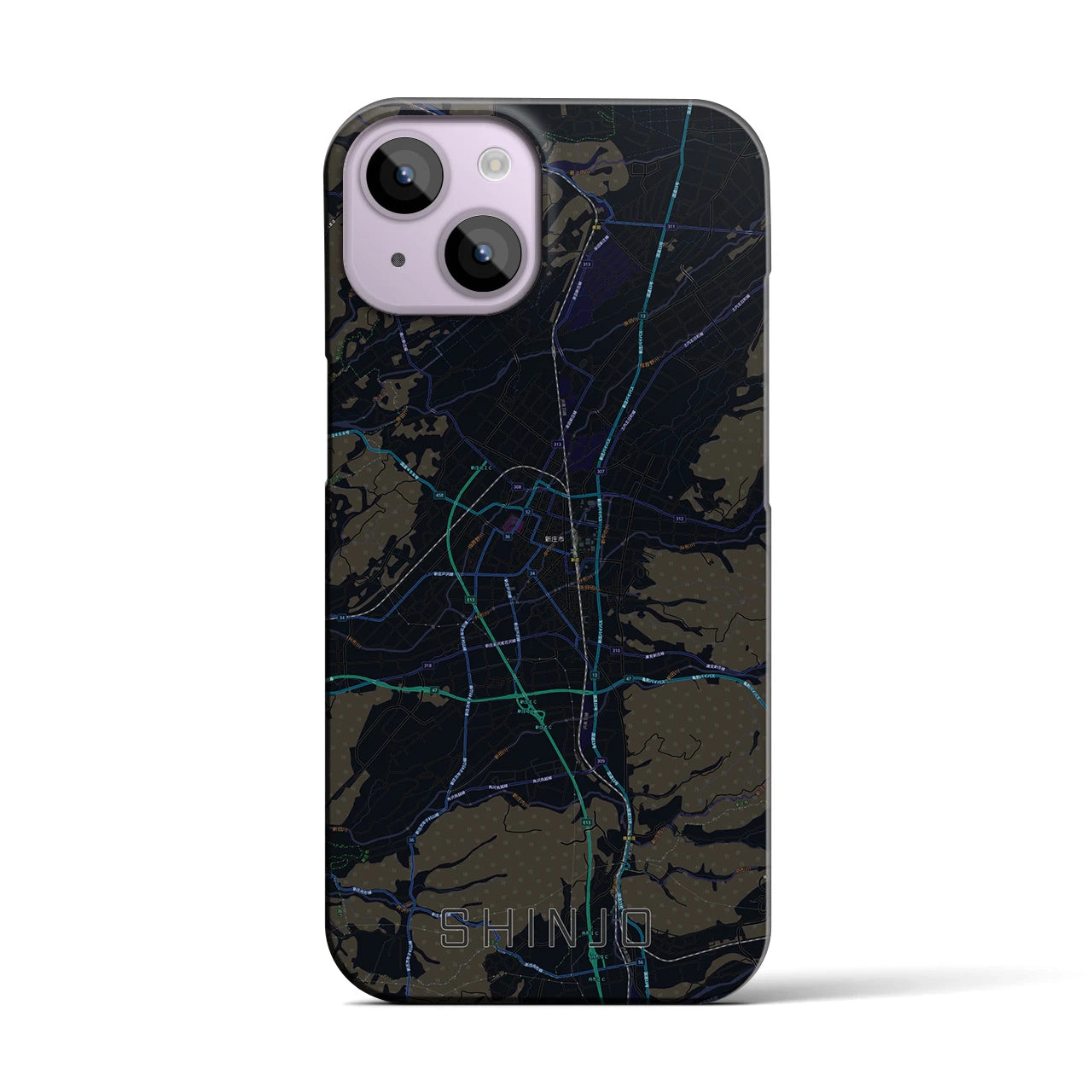 【新庄(山形県)】地図柄iPhoneケース(バックカバータイプ)