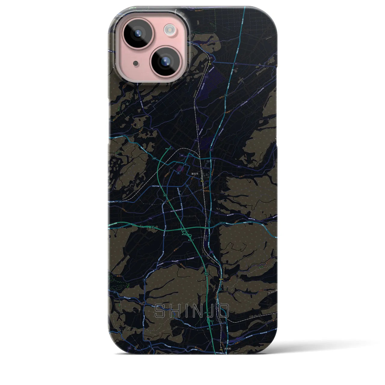 【新庄(山形県)】地図柄iPhoneケース(バックカバータイプ)