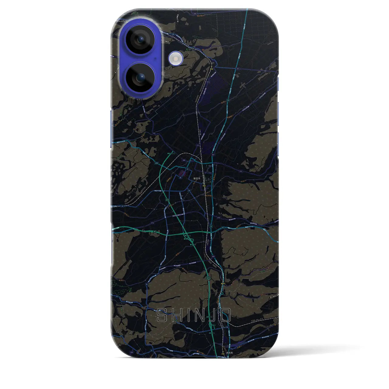 【新庄(山形県)】地図柄iPhoneケース(バックカバータイプ)