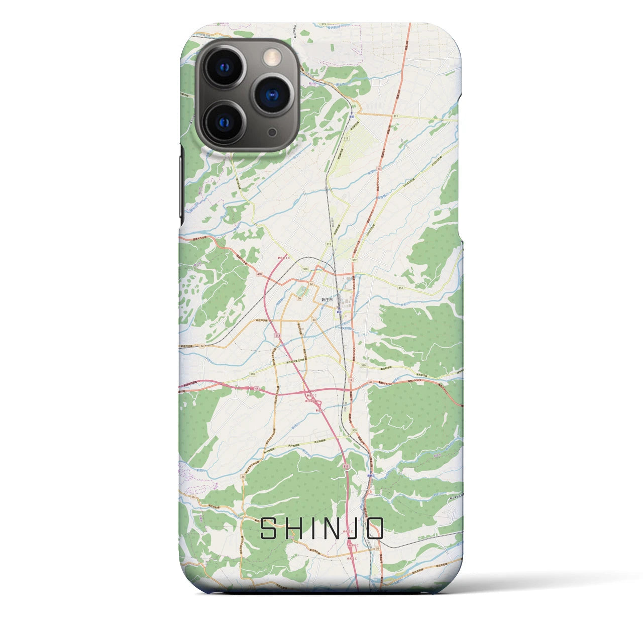 【新庄(山形県)】地図柄iPhoneケース(バックカバータイプ)