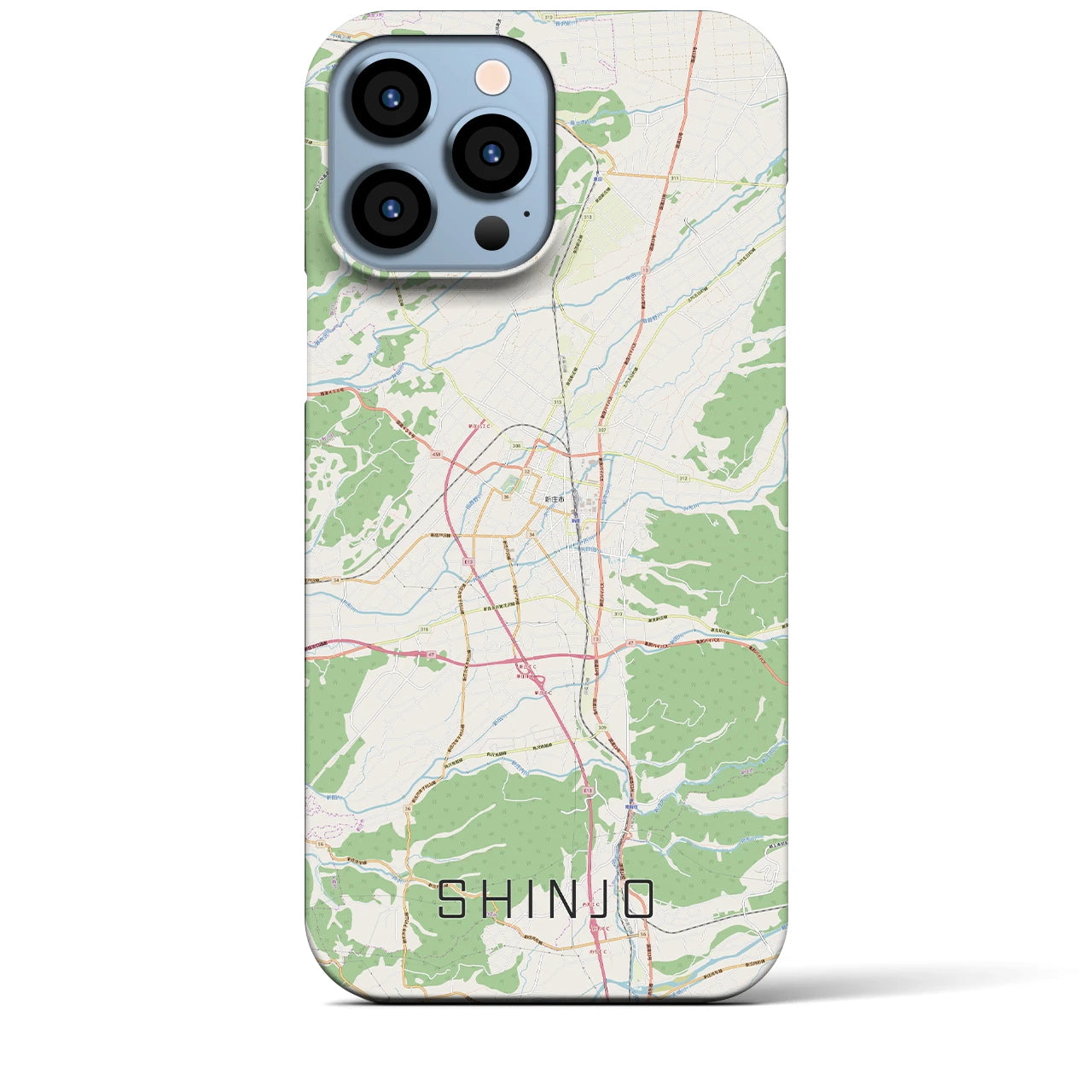 【新庄(山形県)】地図柄iPhoneケース(バックカバータイプ)