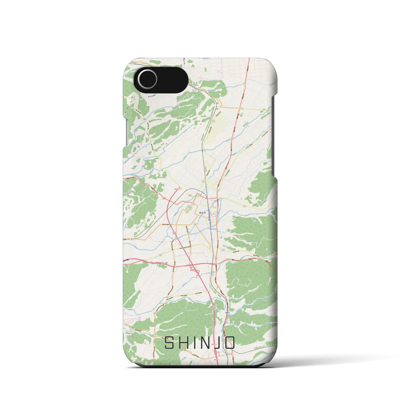 【新庄(山形県)】地図柄iPhoneケース(バックカバータイプ)