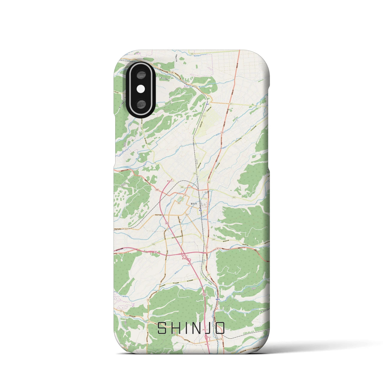 【新庄(山形県)】地図柄iPhoneケース(バックカバータイプ)