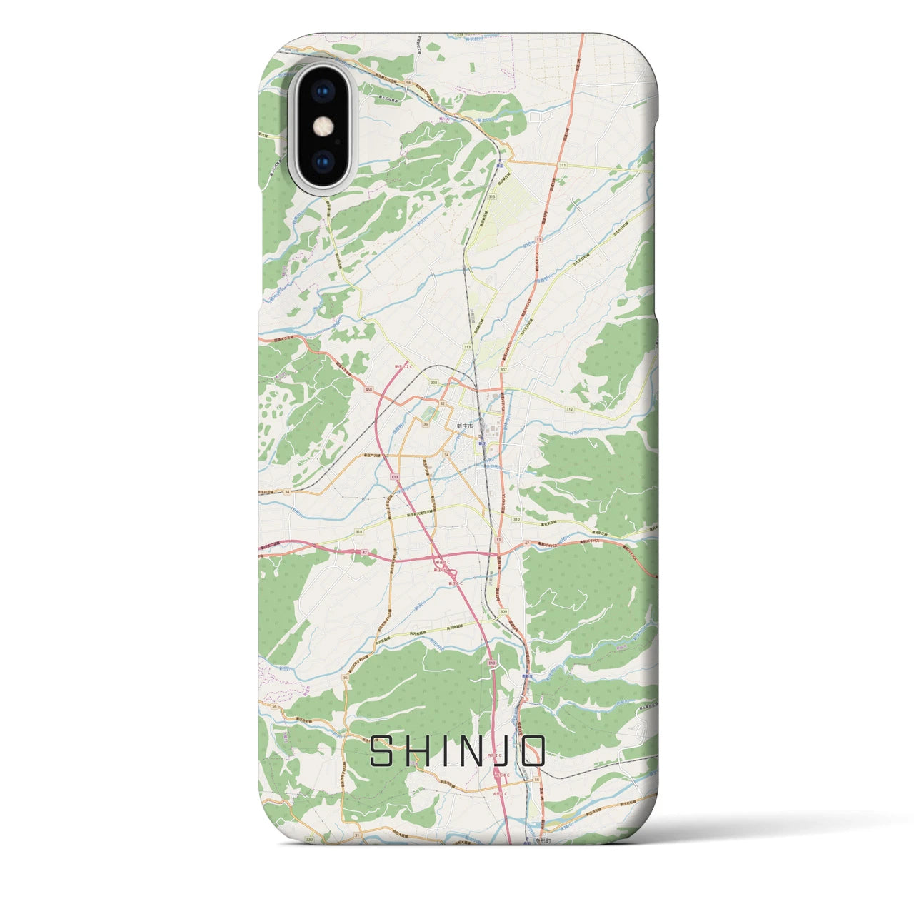 【新庄(山形県)】地図柄iPhoneケース(バックカバータイプ)