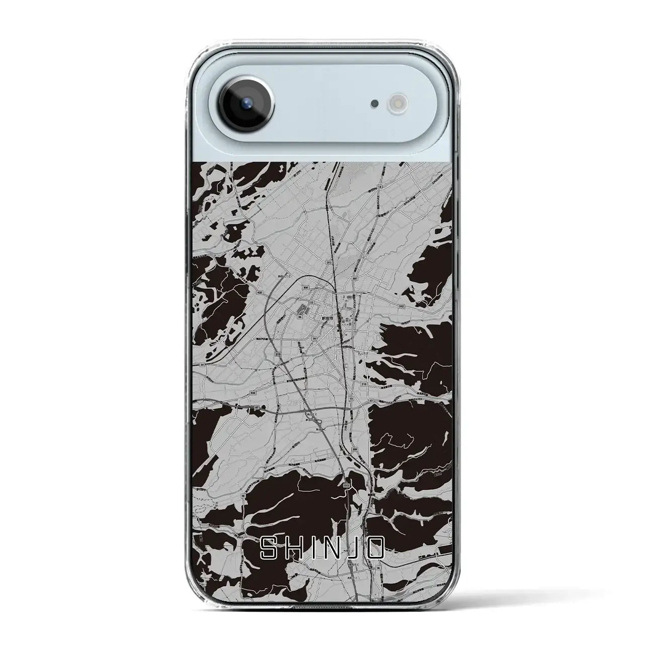 【新庄(山形県)】地図柄iPhoneケース(クリアタイプ)モノトーン・iPhone 17 Pro Max 用