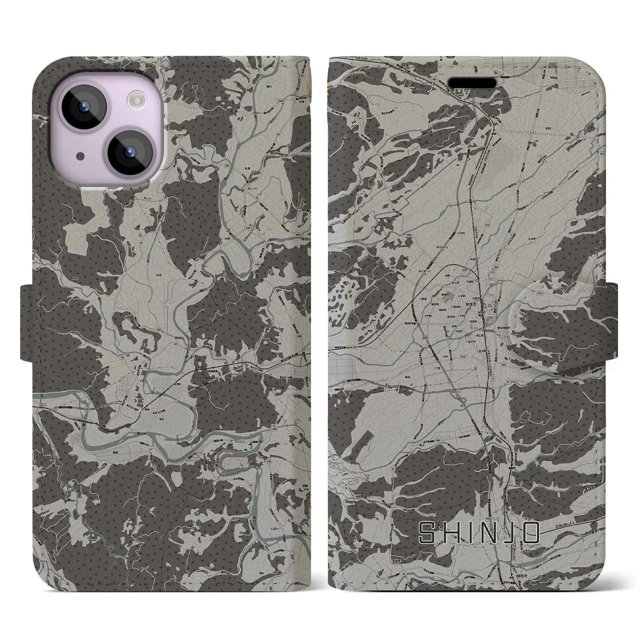 【新庄(山形県)】地図柄iPhoneケース(手帳タイプ)