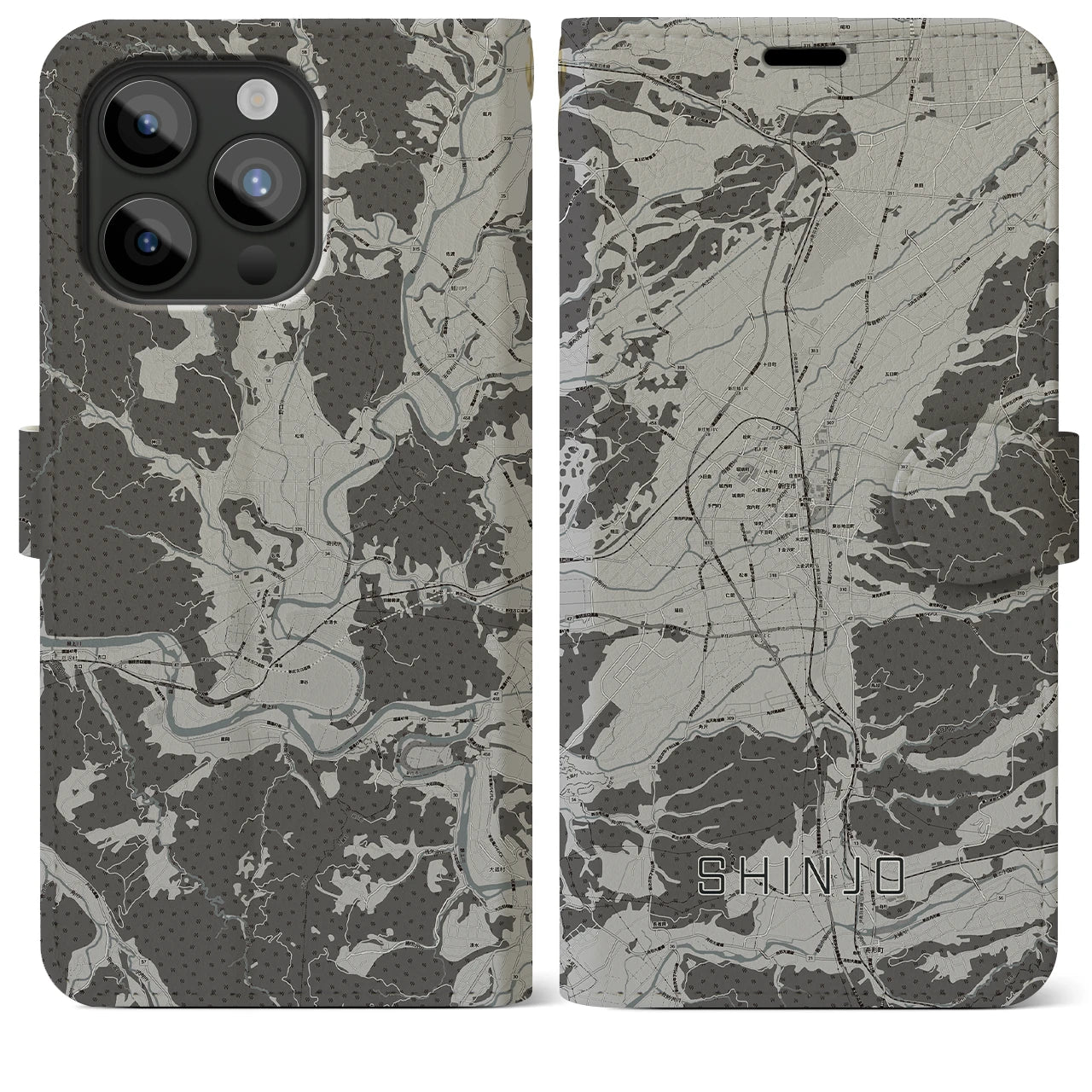 【新庄(山形県)】地図柄iPhoneケース(手帳タイプ)