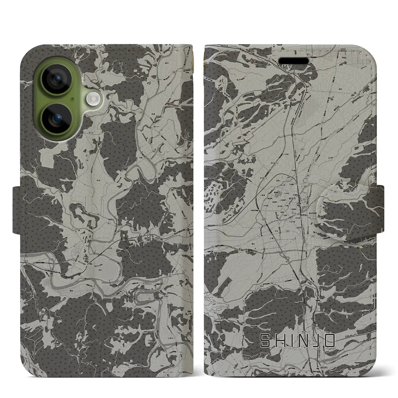 【新庄(山形県)】地図柄iPhoneケース(手帳タイプ)