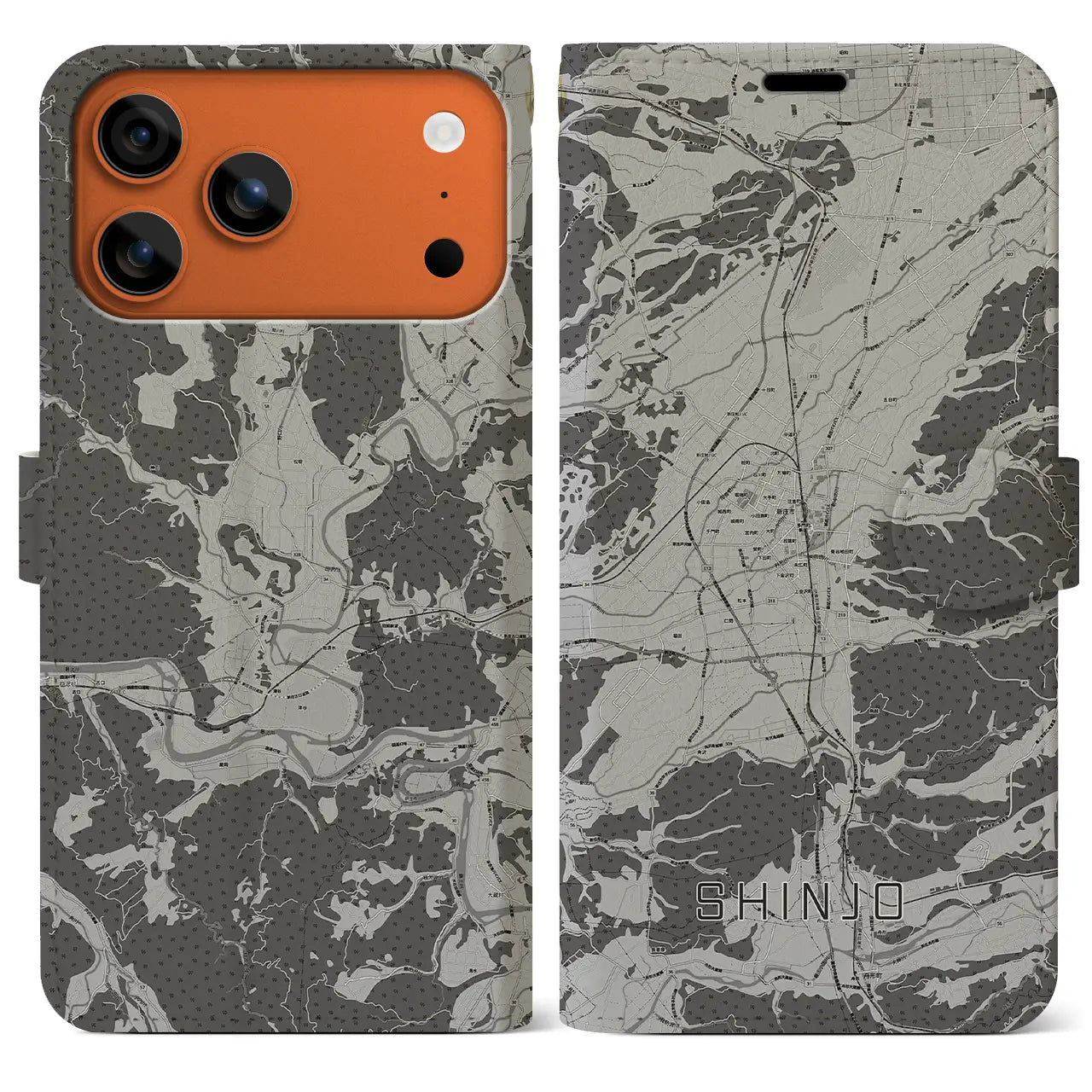 【新庄(山形県)】地図柄iPhoneケース(手帳タイプ)