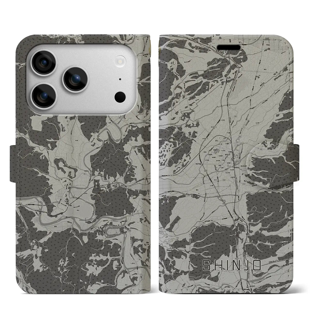 【新庄(山形県)】地図柄iPhoneケース(手帳タイプ)