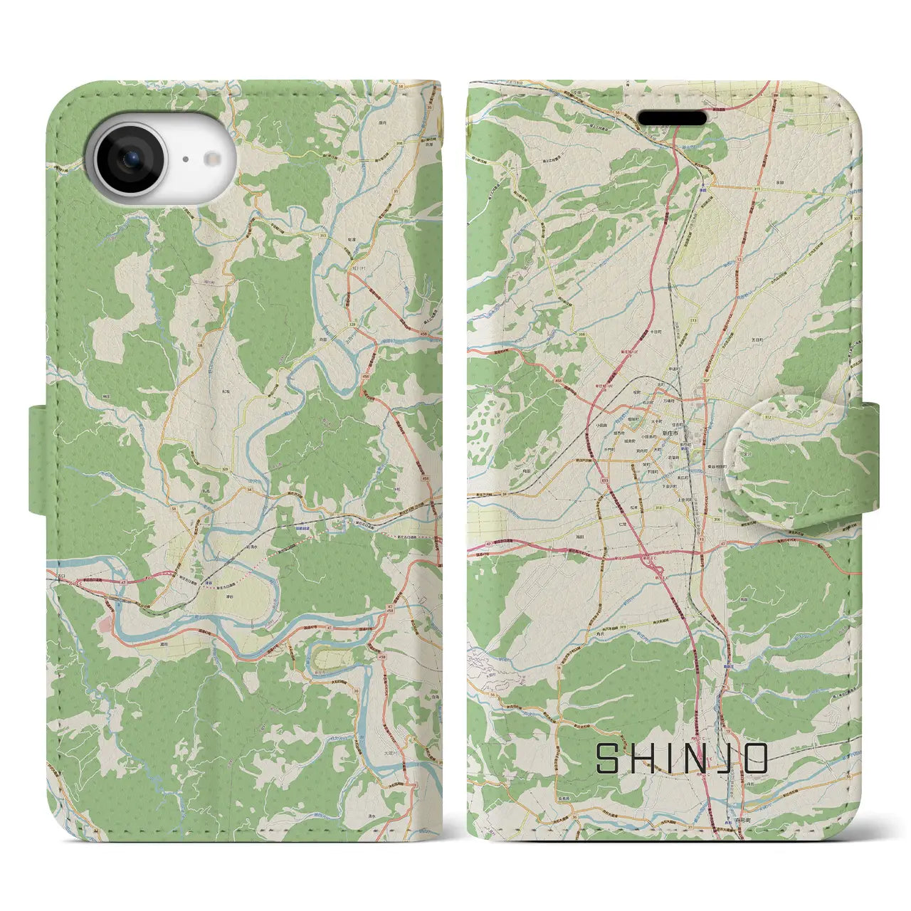 【新庄(山形県)】地図柄iPhoneケース(手帳タイプ)