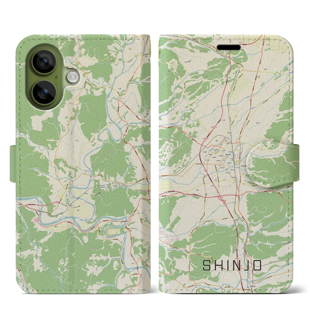 【新庄(山形県)】地図柄iPhoneケース(手帳タイプ)