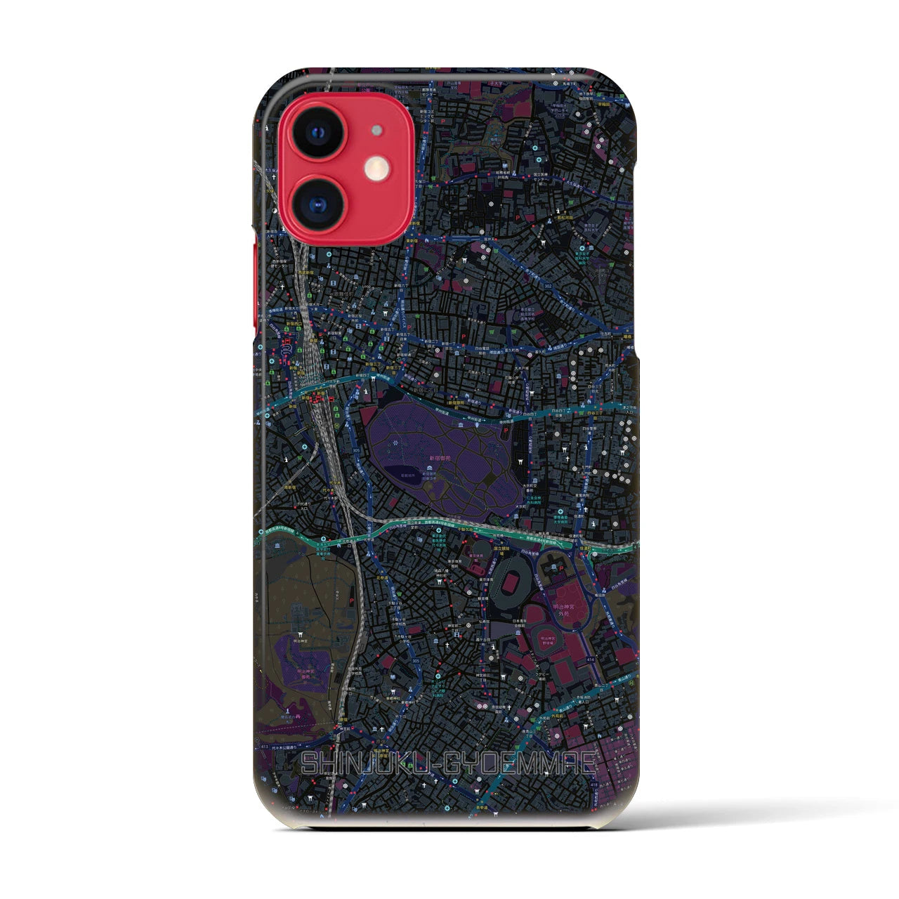 【新宿御苑前(東京都)】地図柄iPhoneケース(バックカバータイプ)