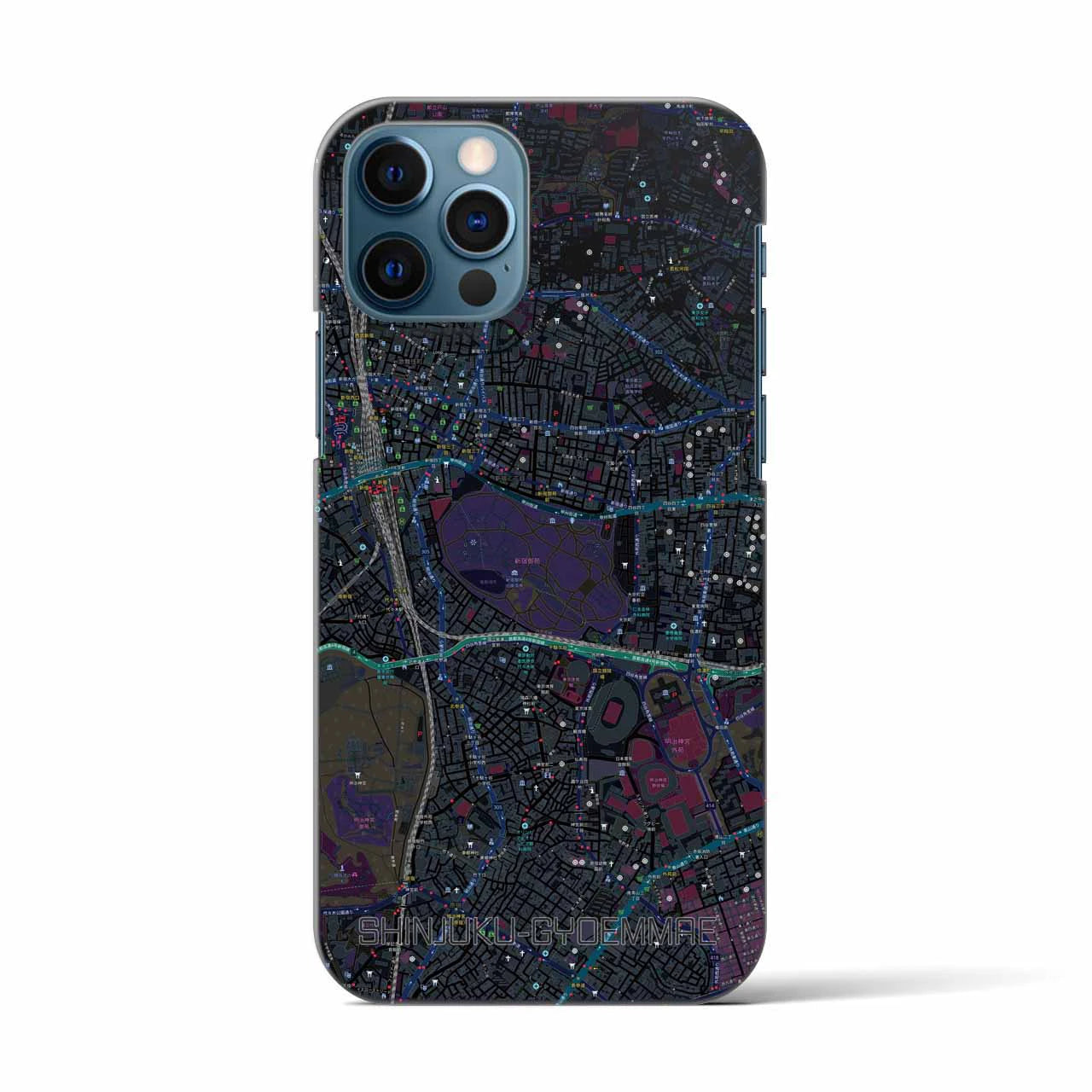 【新宿御苑前(東京都)】地図柄iPhoneケース(バックカバータイプ)
