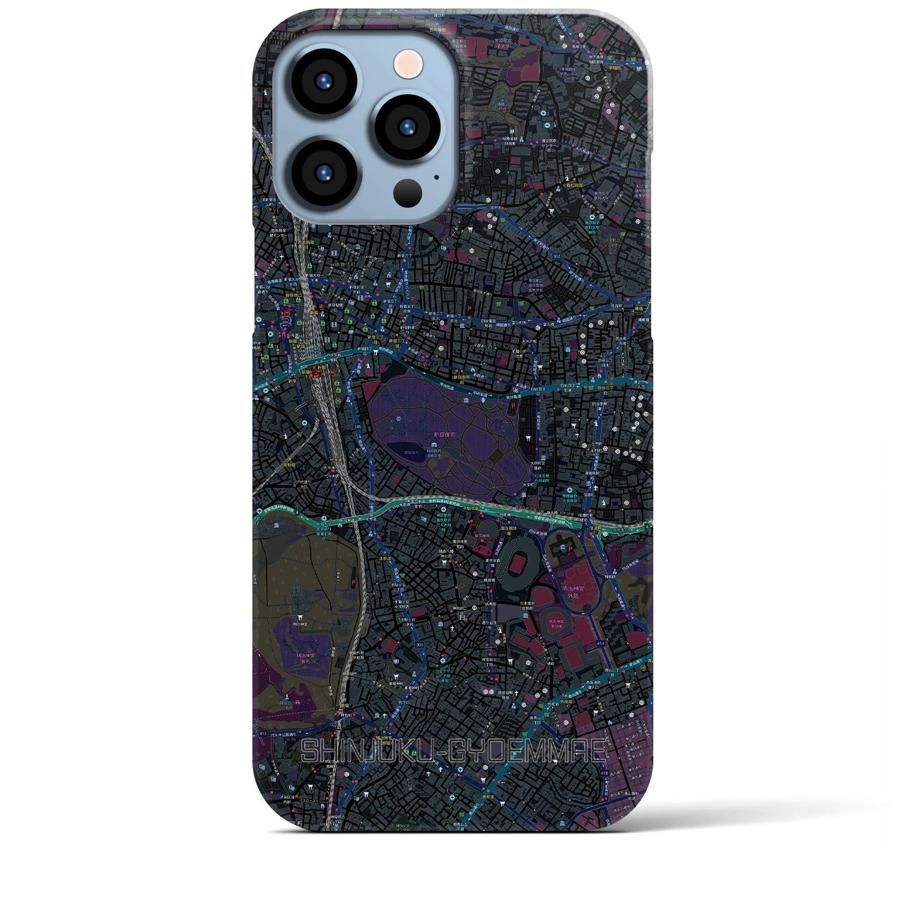 【新宿御苑前(東京都)】地図柄iPhoneケース(バックカバータイプ)