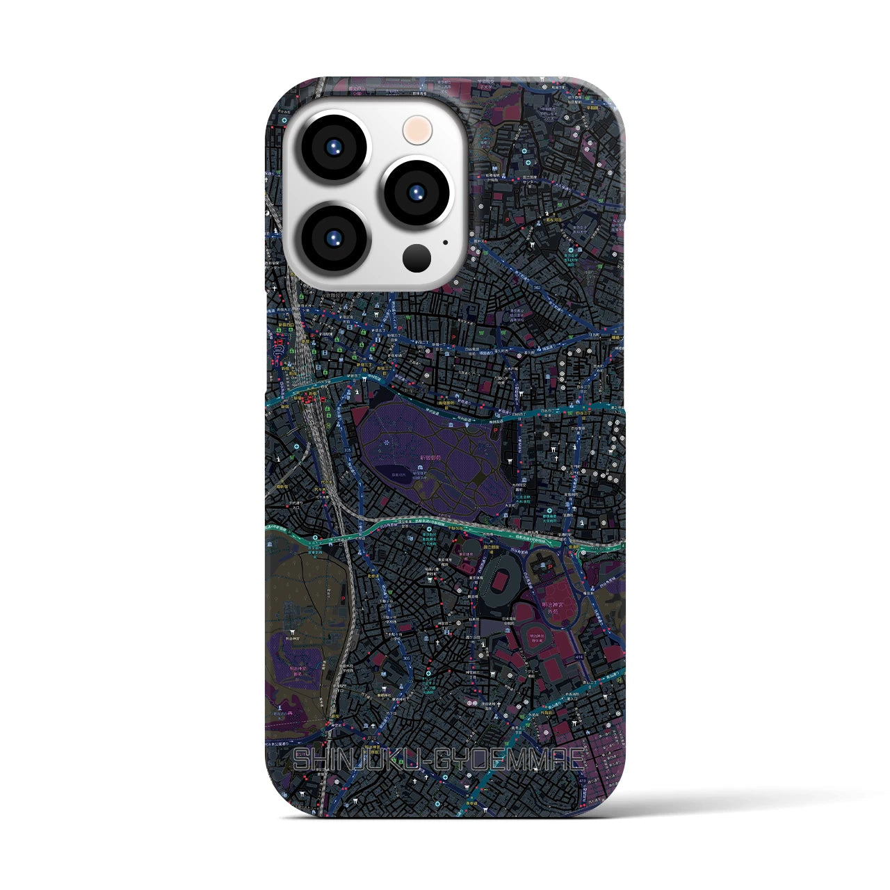 【新宿御苑前(東京都)】地図柄iPhoneケース(バックカバータイプ)