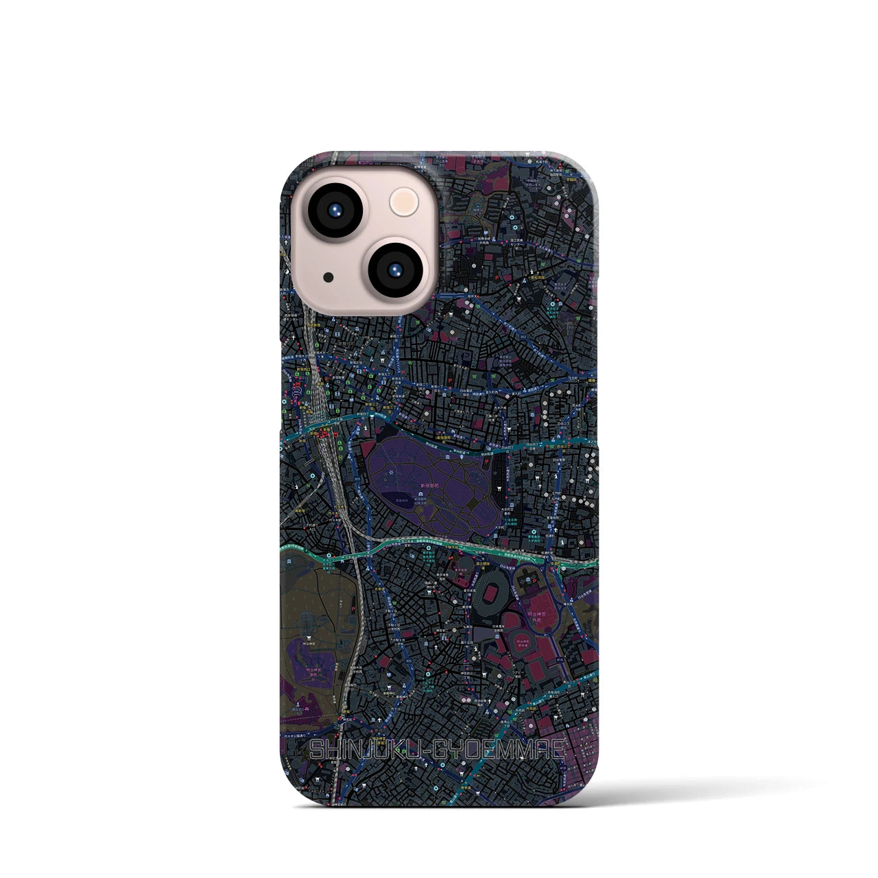 【新宿御苑前(東京都)】地図柄iPhoneケース(バックカバータイプ)
