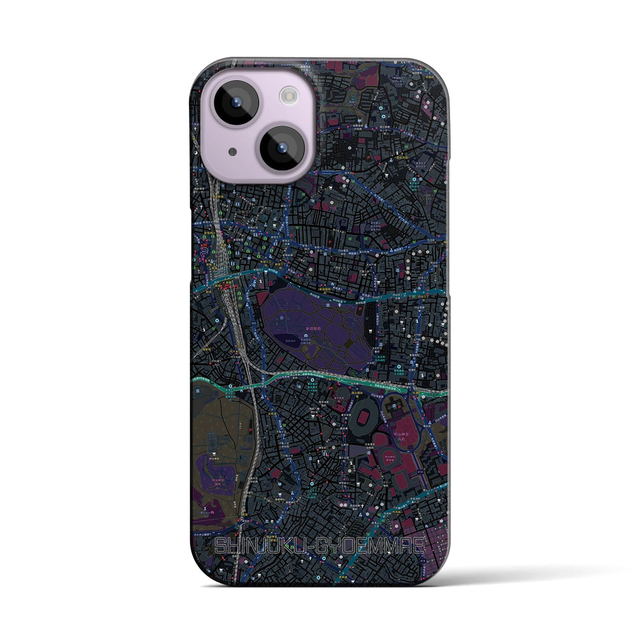 【新宿御苑前(東京都)】地図柄iPhoneケース(バックカバータイプ)