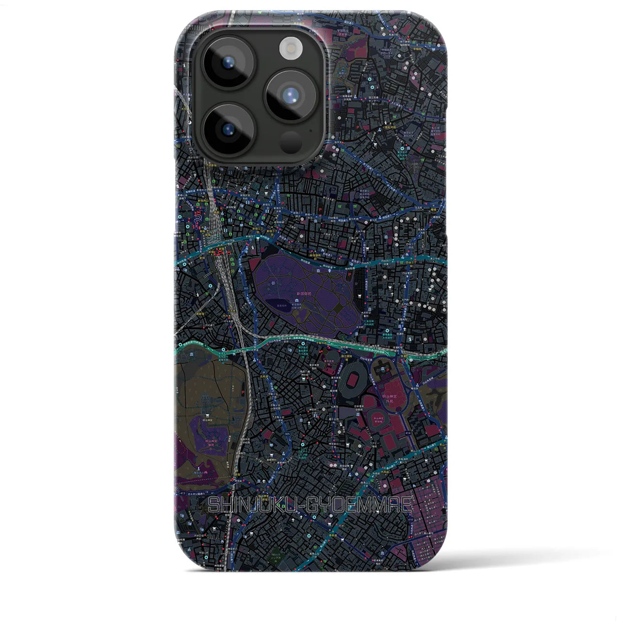 【新宿御苑前(東京都)】地図柄iPhoneケース(バックカバータイプ)
