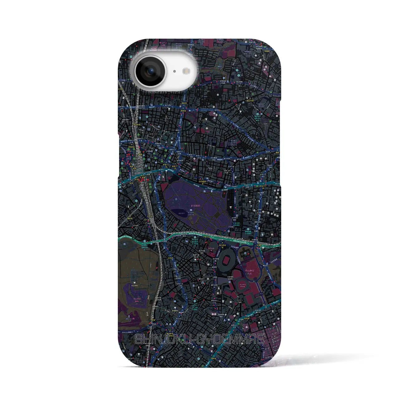 【新宿御苑前(東京都)】地図柄iPhoneケース(バックカバータイプ)