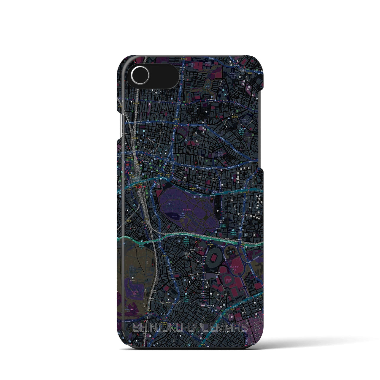 【新宿御苑前(東京都)】地図柄iPhoneケース(バックカバータイプ)