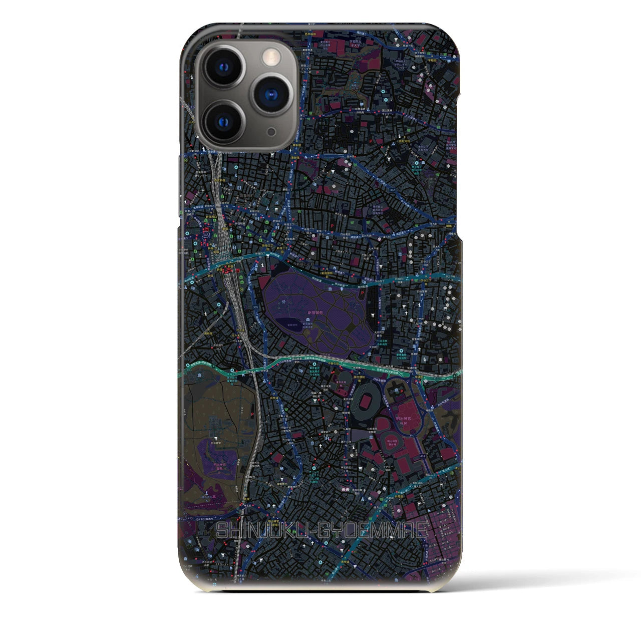 【新宿御苑前(東京都)】地図柄iPhoneケース(バックカバータイプ)