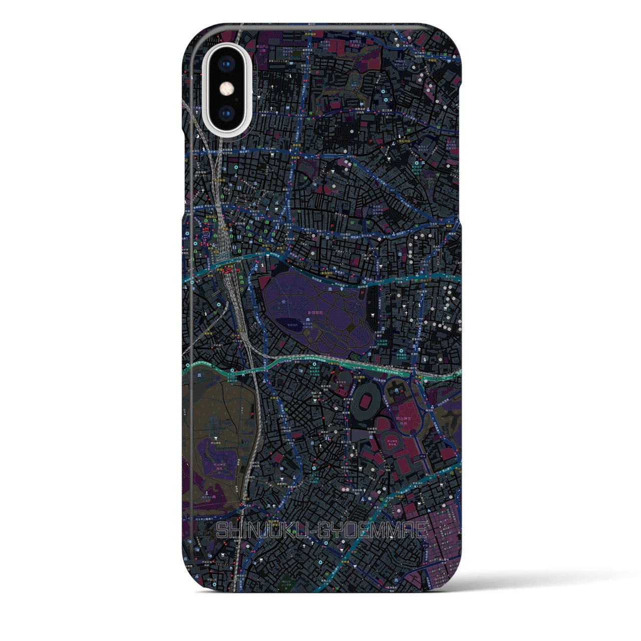 【新宿御苑前(東京都)】地図柄iPhoneケース(バックカバータイプ)