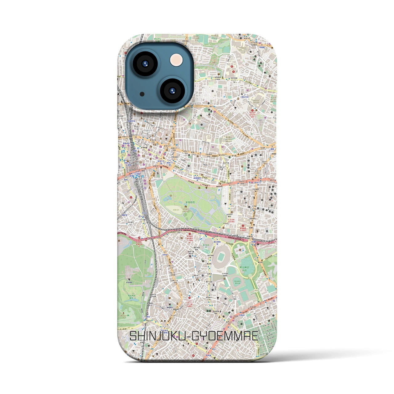 【新宿御苑前(東京都)】地図柄iPhoneケース(バックカバータイプ)