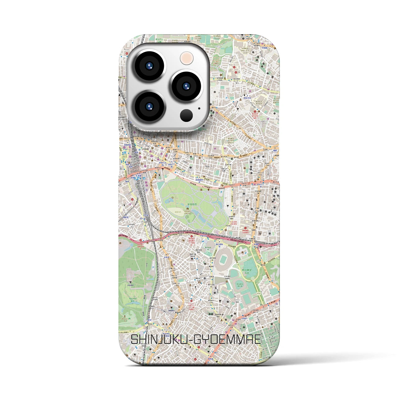 【新宿御苑前(東京都)】地図柄iPhoneケース(バックカバータイプ)