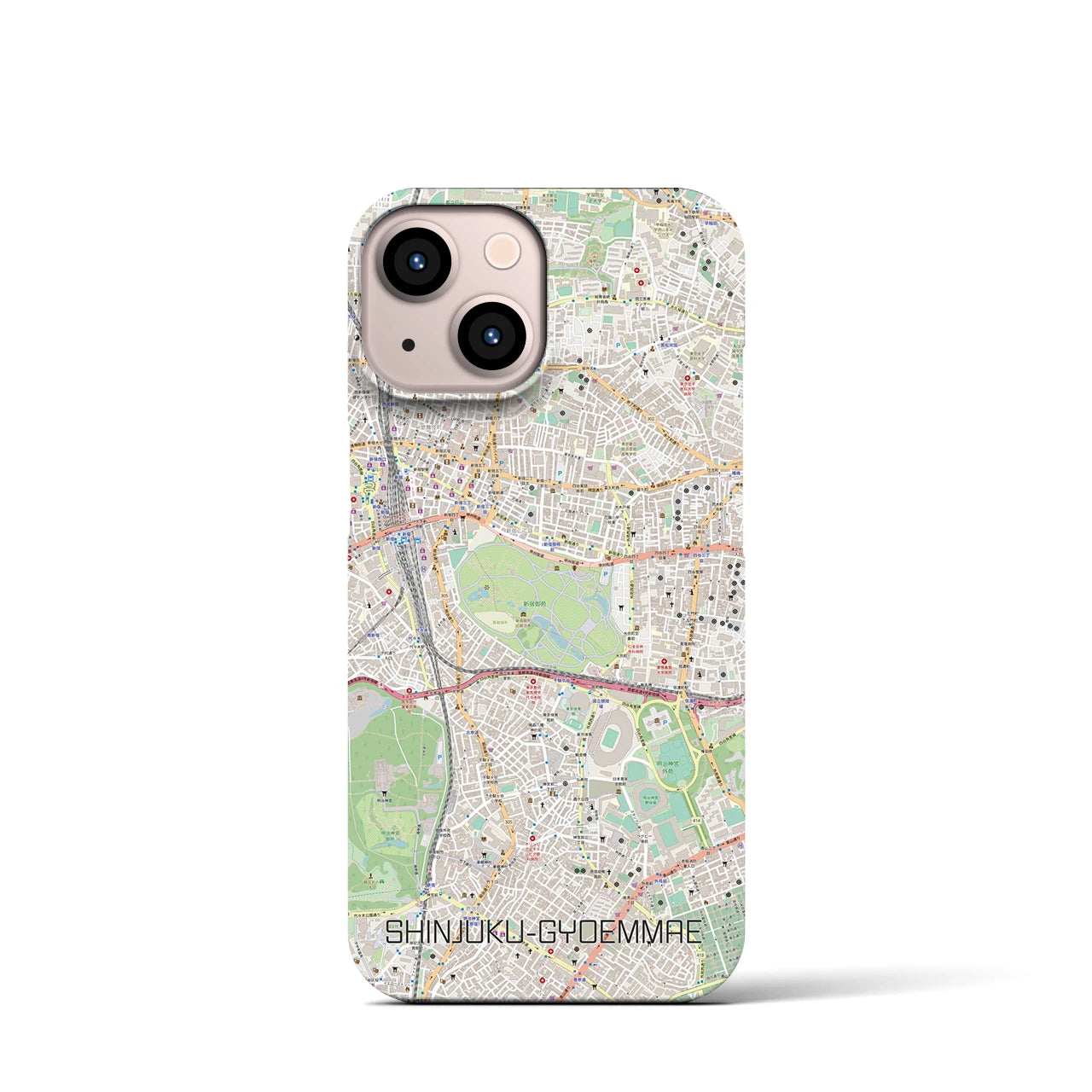 【新宿御苑前(東京都)】地図柄iPhoneケース(バックカバータイプ)