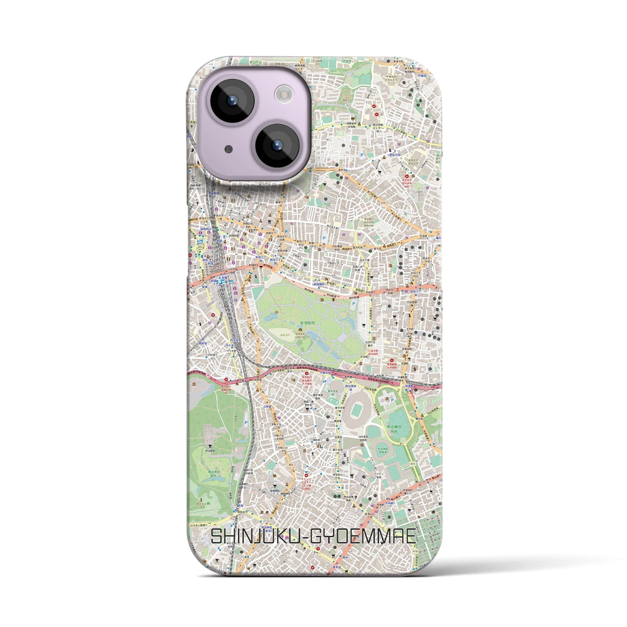 【新宿御苑前(東京都)】地図柄iPhoneケース(バックカバータイプ)